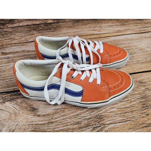 Vans Sk8-Low Leather Skate Shoes Orange/White/Blue Men\'s 8.5 Women’s 10 main image 10